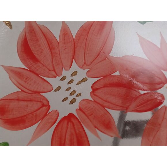 Made In Italy Hand Painted Holiday Platter Firenze Glass 14 1/2" Diameter Plate - Picture 3 of 5